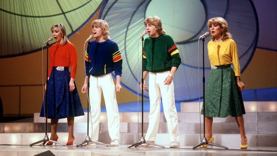 Bucks Fizz vertreten Großbritannien 1981 beim Grand Prix und belegen den 1. Platz © Picture Alliance Foto: ANP